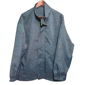 Rain Jacket Mens 2XL Full Zip Leaf Print Weather Gear Navy Blue Unbranded